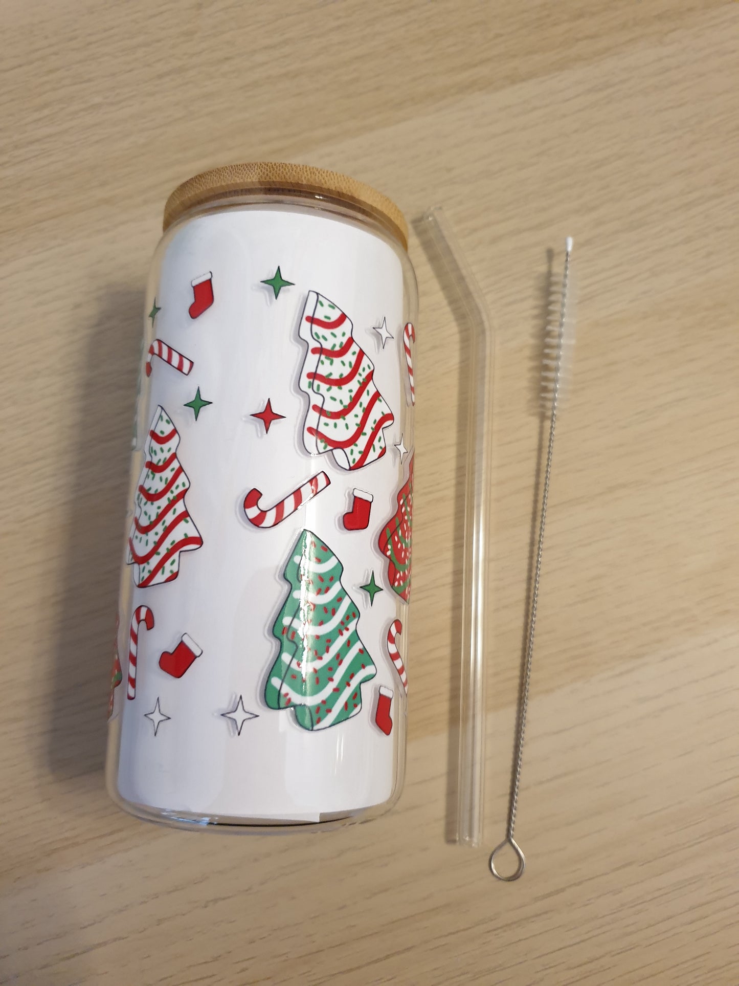 Christmas 16oz Clear Glass Cup
