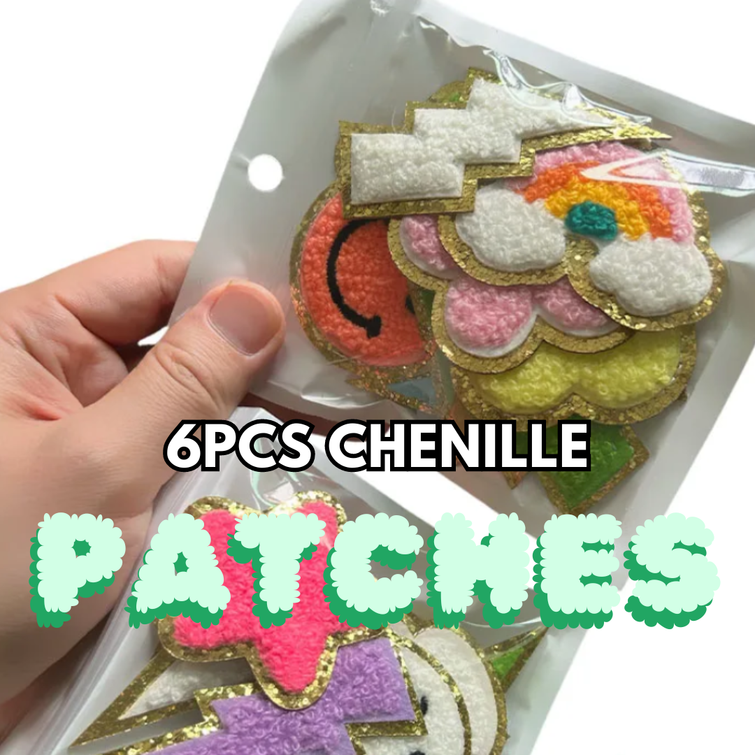 6pcs Iron-On Chenille Patches Set