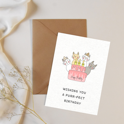Wishing You a Purr-fect Birthday – Cat-Themed Birthday Greeting Card