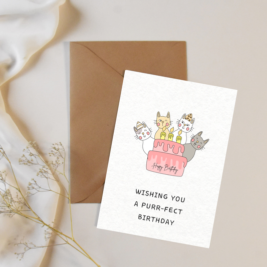 Wishing You a Purr-fect Birthday – Cat-Themed Birthday Greeting Card