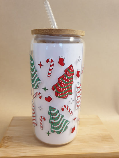 Christmas 16oz Clear Glass Cup