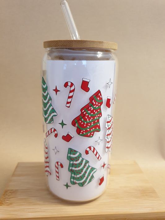 Christmas 16oz Clear Glass Cup