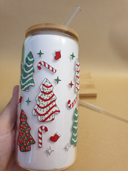 Christmas 16oz Clear Glass Cup