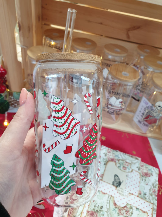 Christmas 16oz Clear Glass Cup