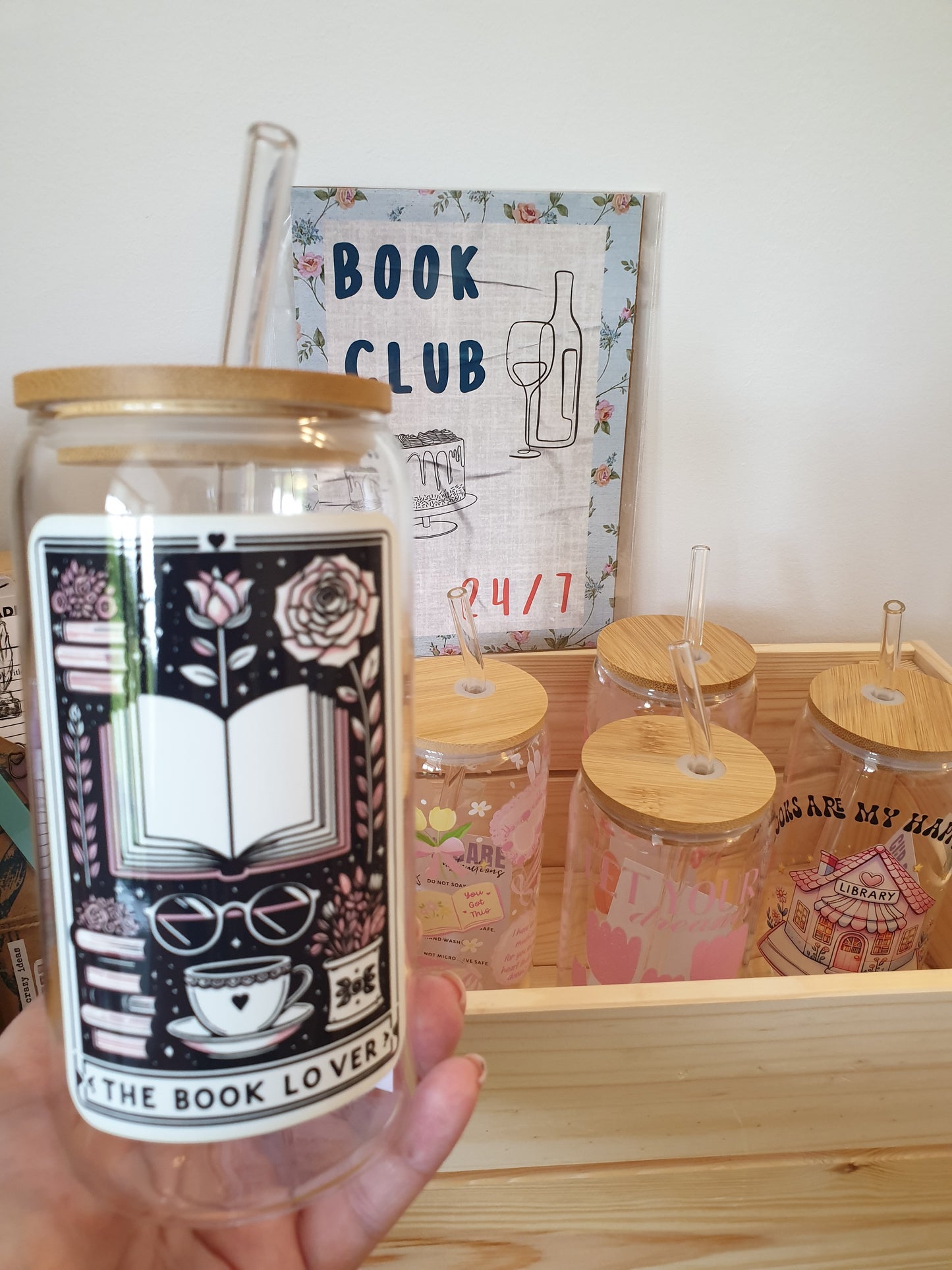 The Book Lover...Glass Cup – 16oz Iced Coffee Cup