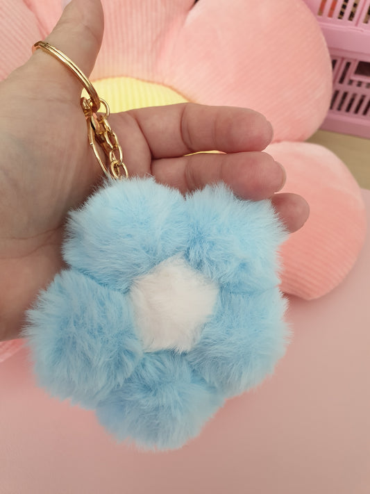 Flower Pom Pom Keychain