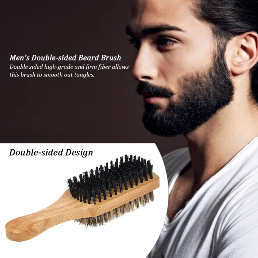 Double-Sided Wood Beard Brush